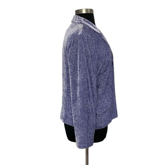 J Jill XL Lavender Purple Velvet Blazer Jacket Quilted Art To Wear Floral VTG - Picture 4 of 6